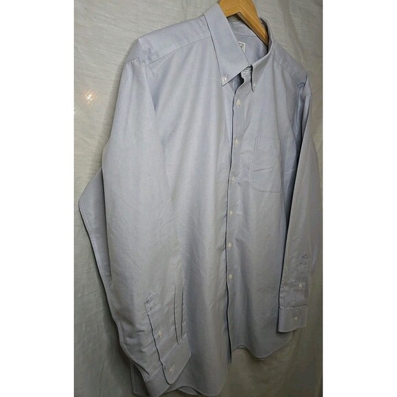 L.L. Bean Dress Shirt Mens 17.5-35 Light Blue Traditional Fit Button Down Mint - Picture 4 of 8